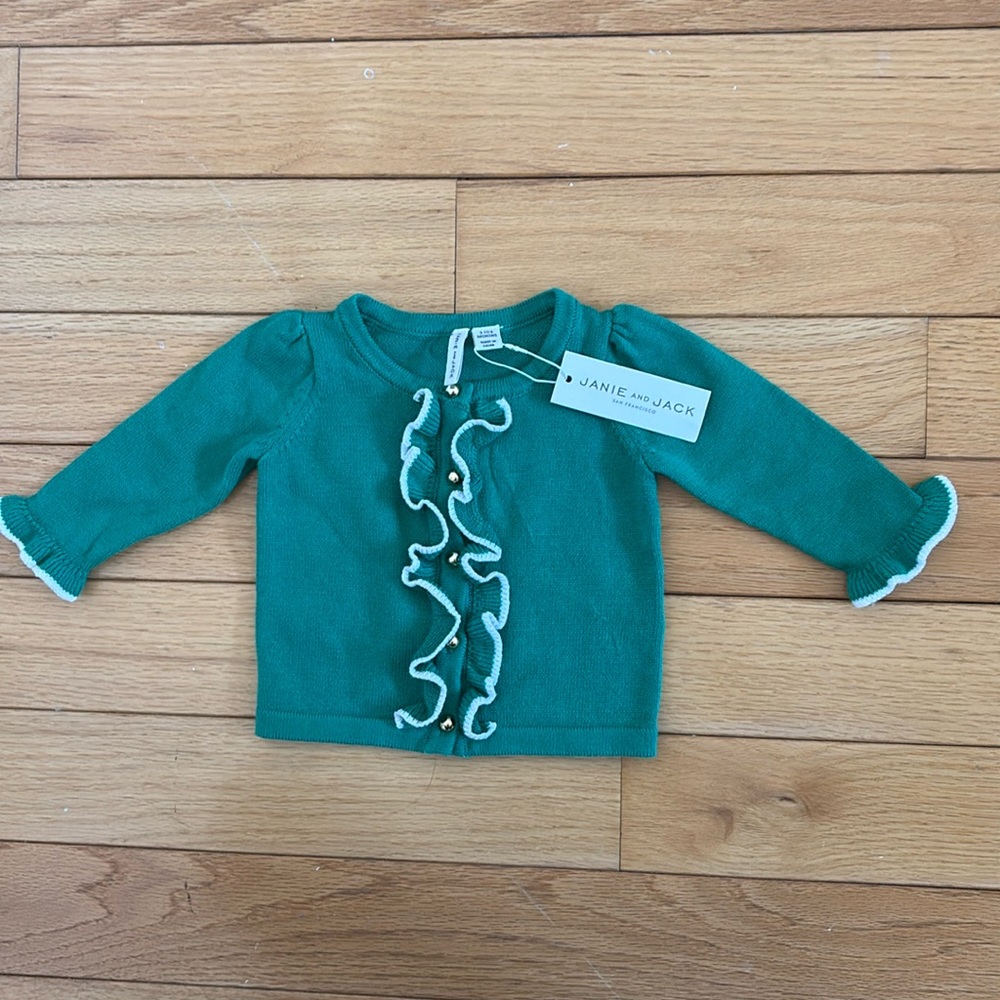 Janie and Jack Ruffle cardigan 3-6 months NEW!